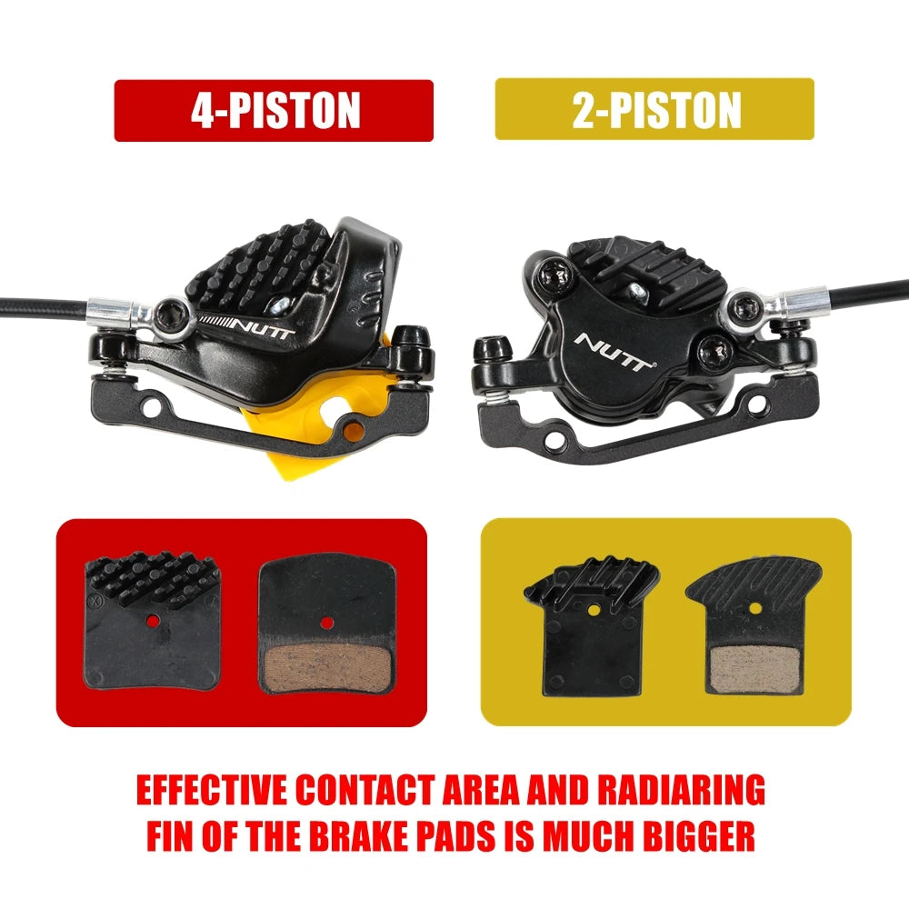 Upgraded NUTT 4-Piston Hydraulic Disc Brake Kit Only for VSETT 10+ 10 plus VSETT10 Oil Brake Set Electric Scooter EH-M218 MACURY