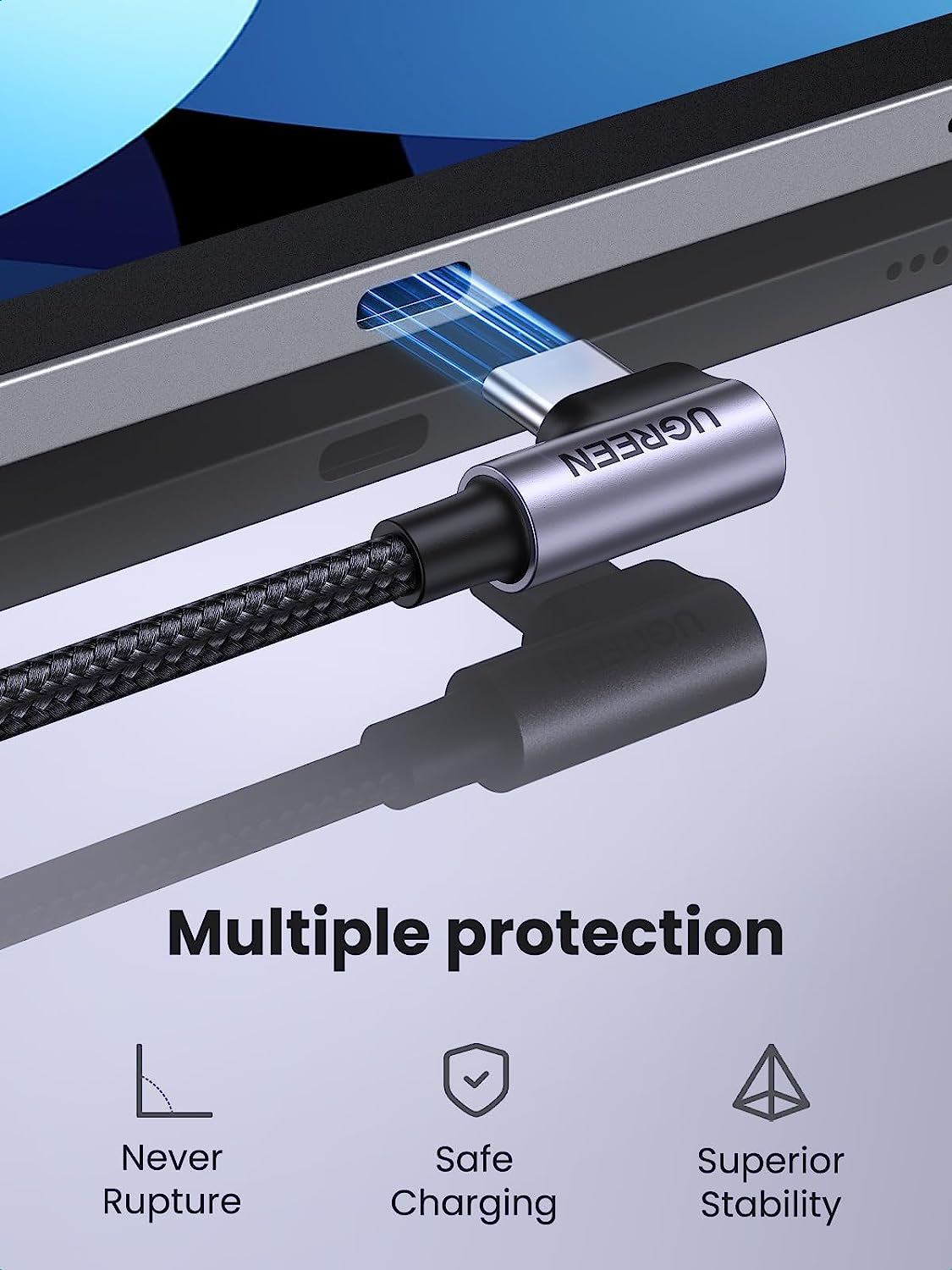 UGREEN Right Angle USB C Cable 6.6FT 2-Pack, 60W USB C to USB C Cable 90 Degree Type C Cable for Iphone 17/16, Macbook Pro/Air, Ipad Pro 2022/Air 5/Mini 6, Galaxy S25/S24/S23, Pixel 10/9, Switch