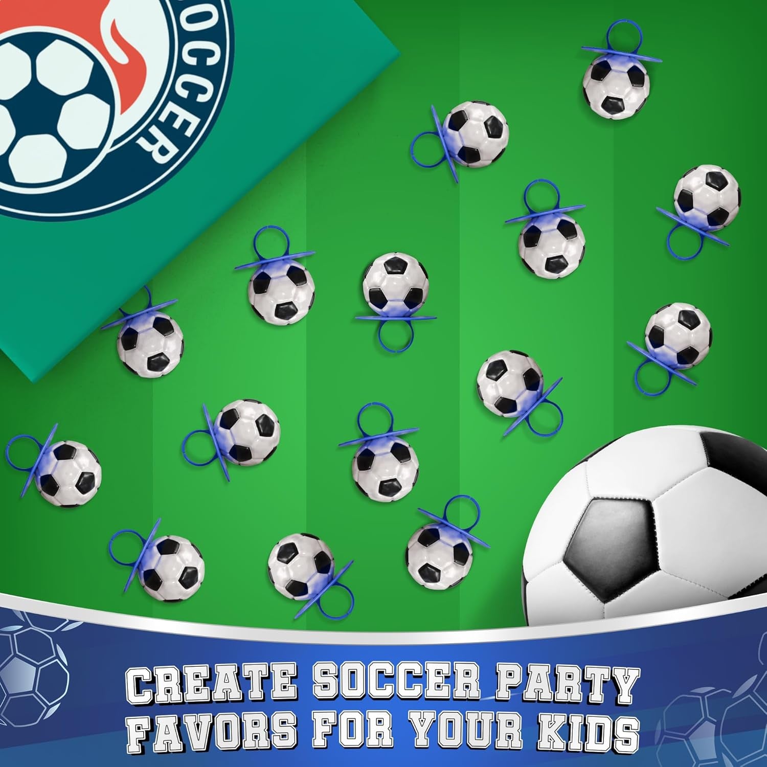 3D Soccer Lollipop Rings - 20 Pack of Soccer Ball-Shaped Candy for Party Decorations