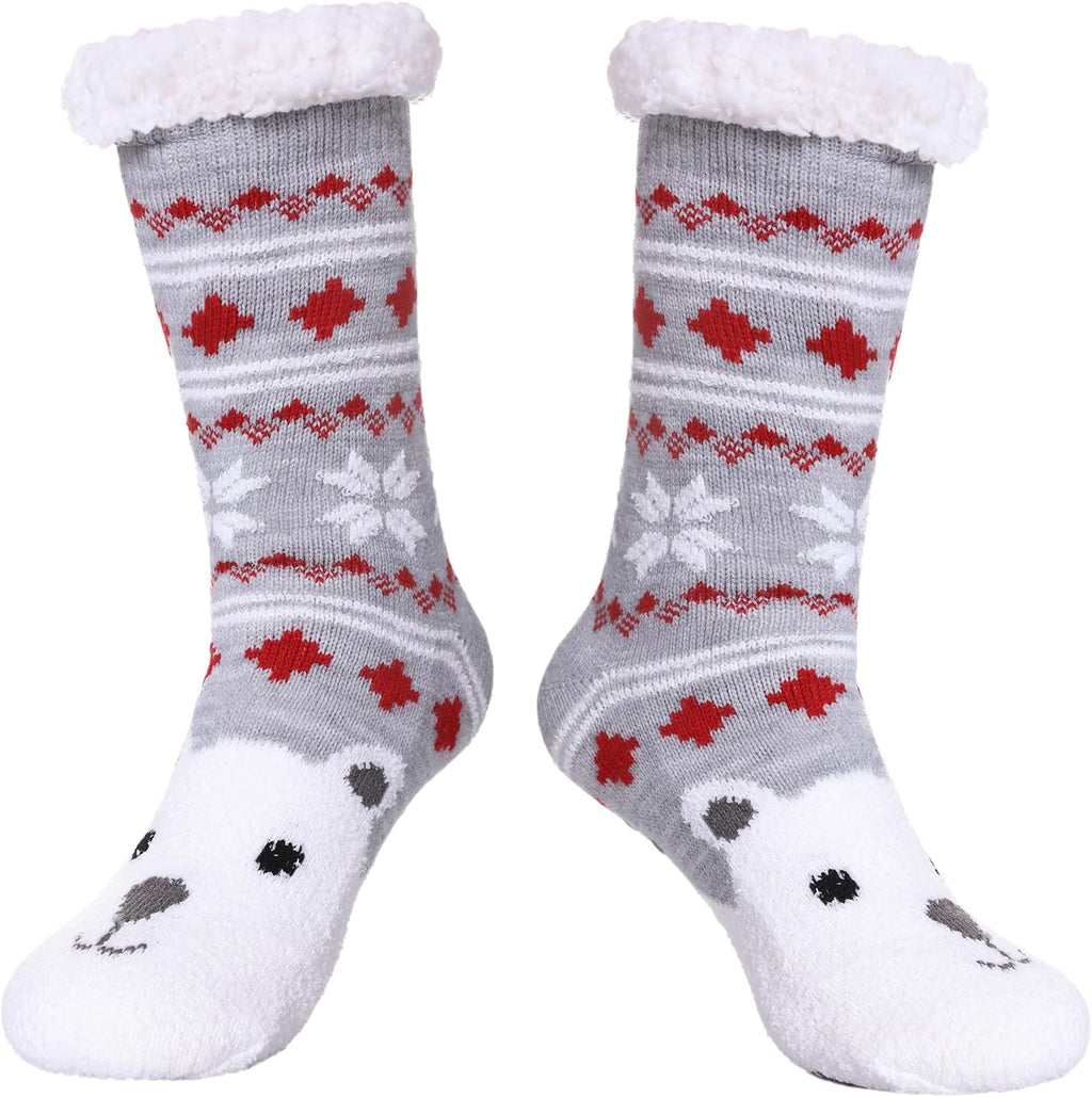 SDBING Slipper Socks for Women with Grippers, Winter Warm Fuzzy Indoor Christmas Gifts Socks