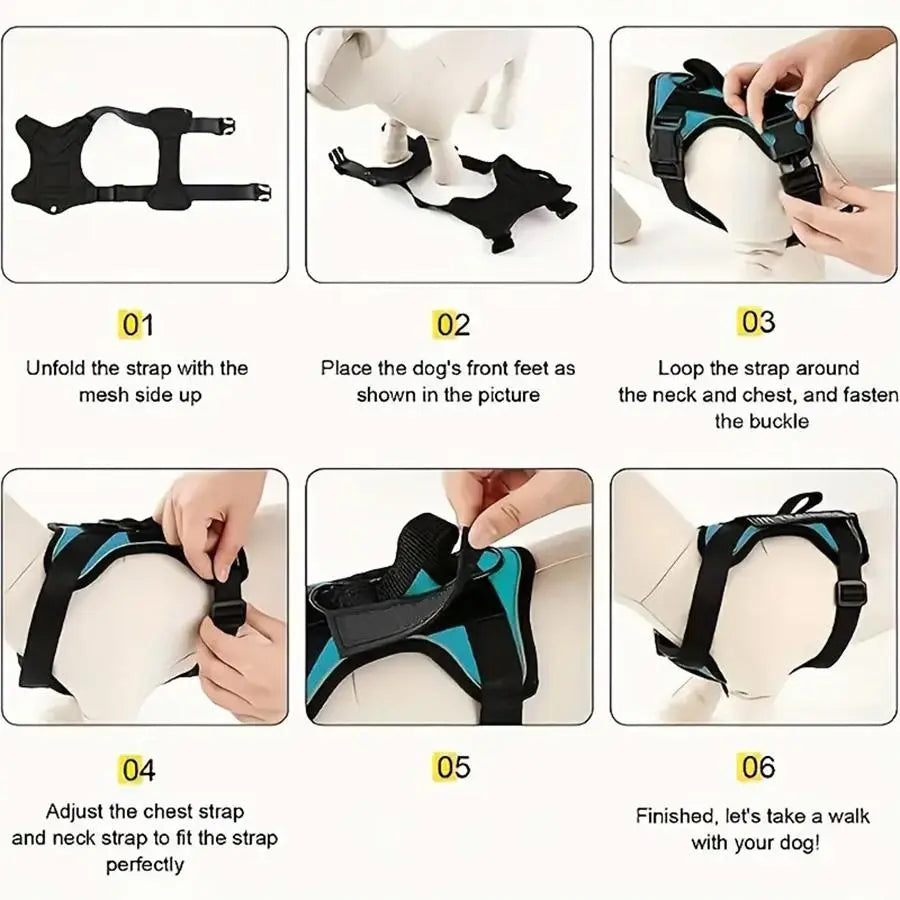 Adjustable Reflective Dog Harness for Training and Walking - Suitable for Dogs and Cats