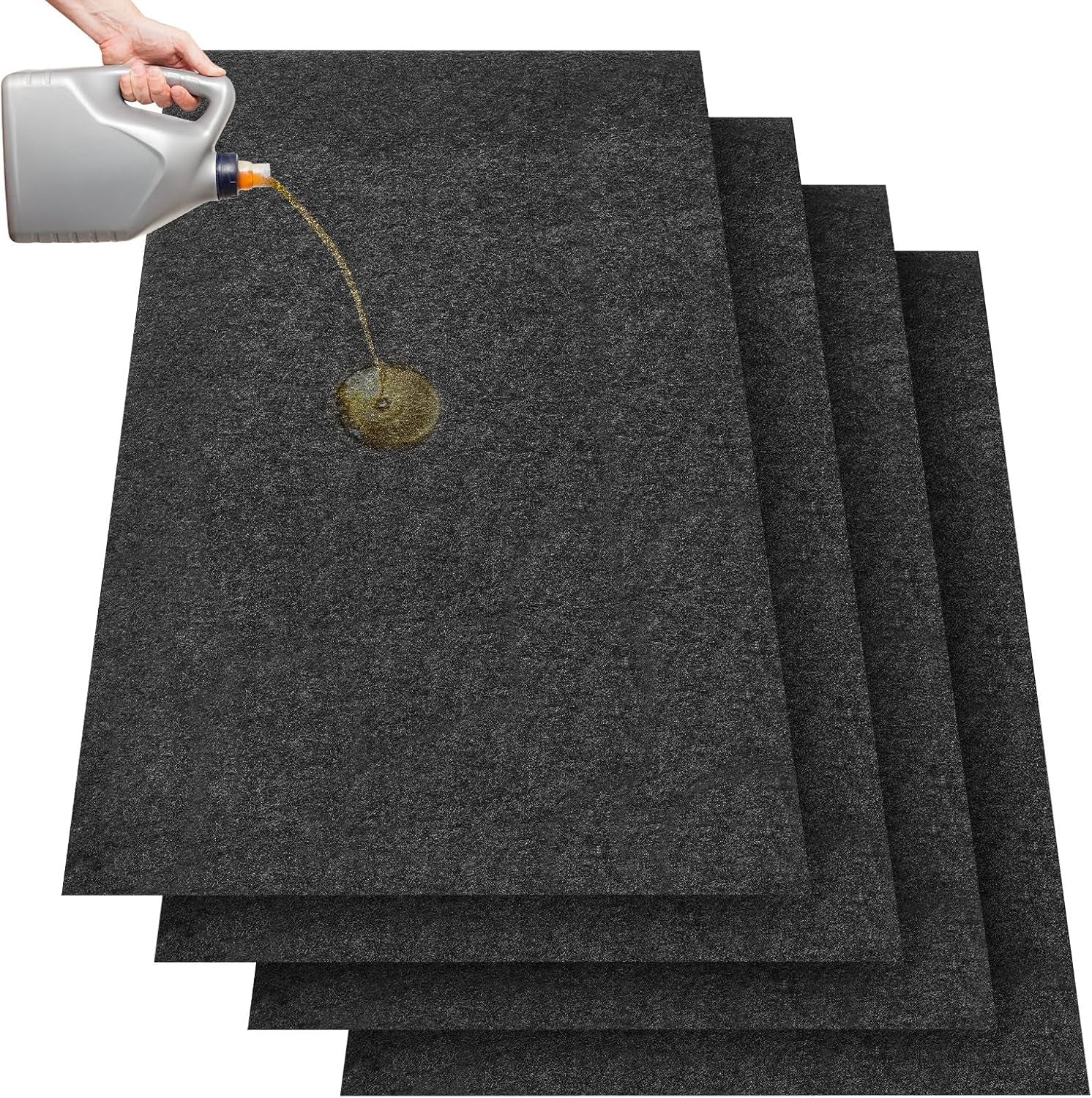 2 Pcs Oil Spill Mat Set (36"×60") - Complete Garage Floor Protection - Front & Rear Car Coverage - Reusable Washable Oil Drip Mats