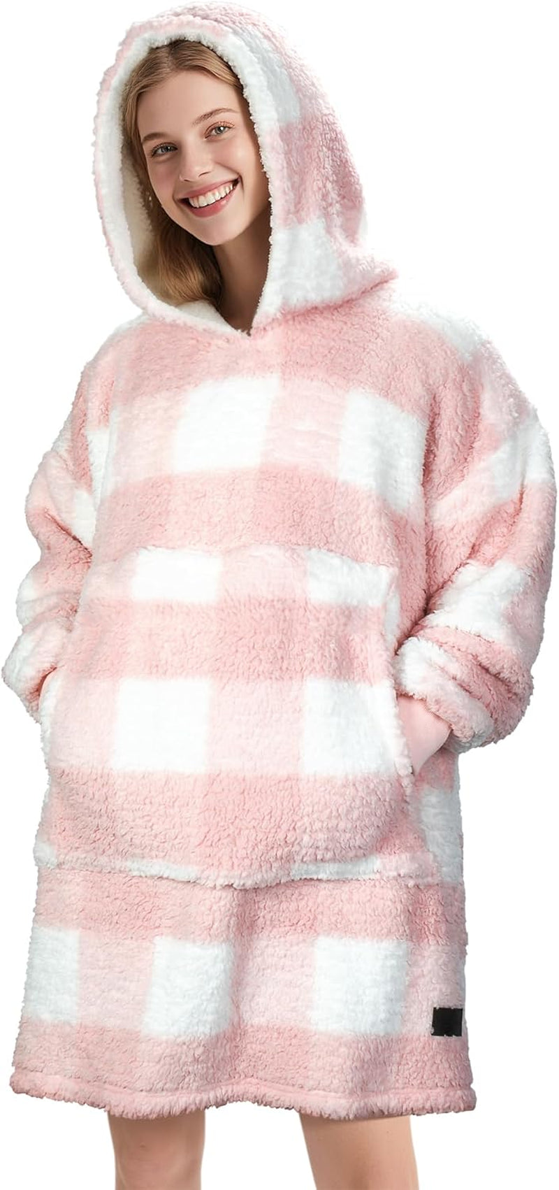 Cozy Up with Tirrinia Extra Long Oversized Sherpa Hoodie Blanket - Perfect Christmas Gift for Men, Women, and Teens in Grey!
