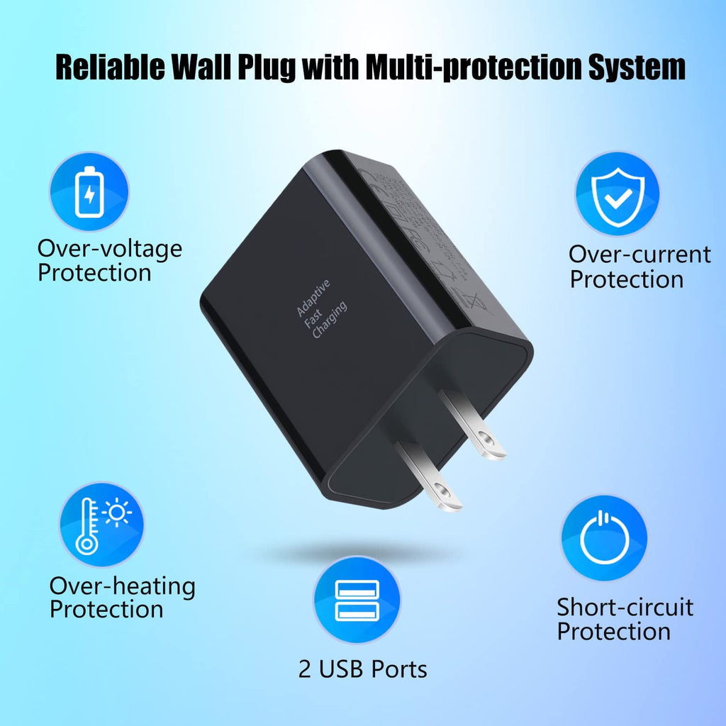 Quick Fast Charge 3.0 USB Wall Charger, Costyle 5 Pack 30W Dual USB Power Adapter (Fast Charge 3.0&5V 2.4A) Adaptive Fast Charging Block Compatible Iphone 11 XS XR, Galaxy S10 S9,Note 10-Black