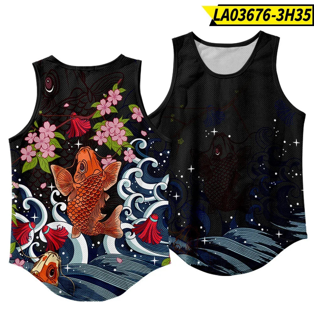 Men'S Fashion Sleeveless Black Tiger Print Tank Top Vest Fitness Bodybuilding Muscle Undershirt Gym Sportwear
