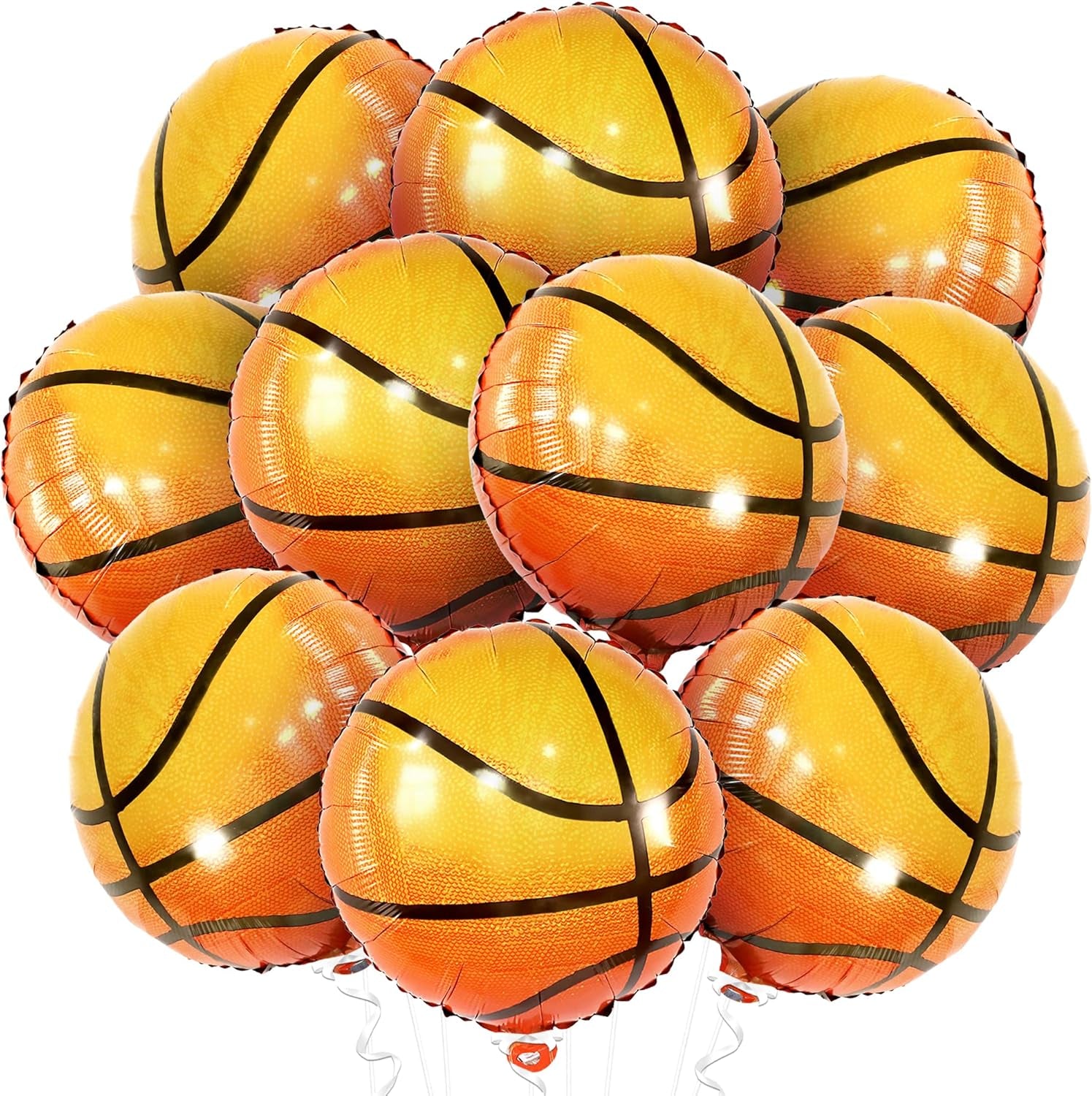 , Big, Orange Foil Basketball Balloons - 18 Inch, Pack of 10 | Basketball Decorations for Homecoming, Basketball Birthday Party Decoration | Space Jam Party Decorations, Sports Balloon Arch Kit