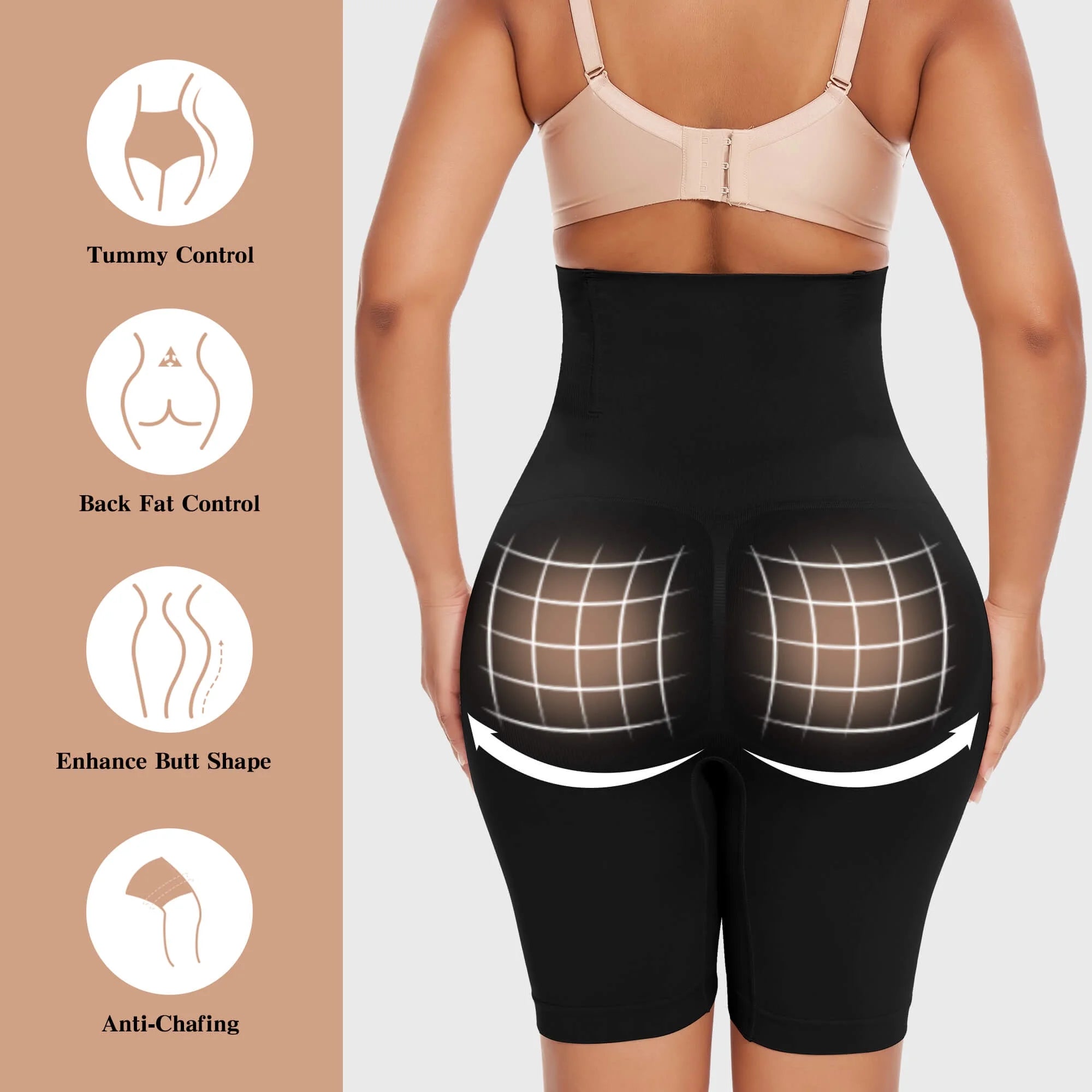 Vaslanda Shapewear Tummy Control Underwear Body Shaper for Women High-Waisted Thigh Slimming Butt Lifting Panties