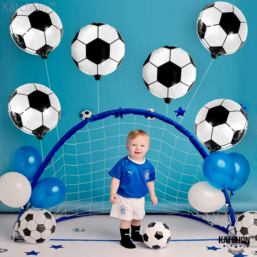 Large Soccer Ball Balloons - 18 Inch, Pack of 6 | Soccer Birthday Party Decorations | Soccer Themed Party Supplies | Black and White Soccer Balloons