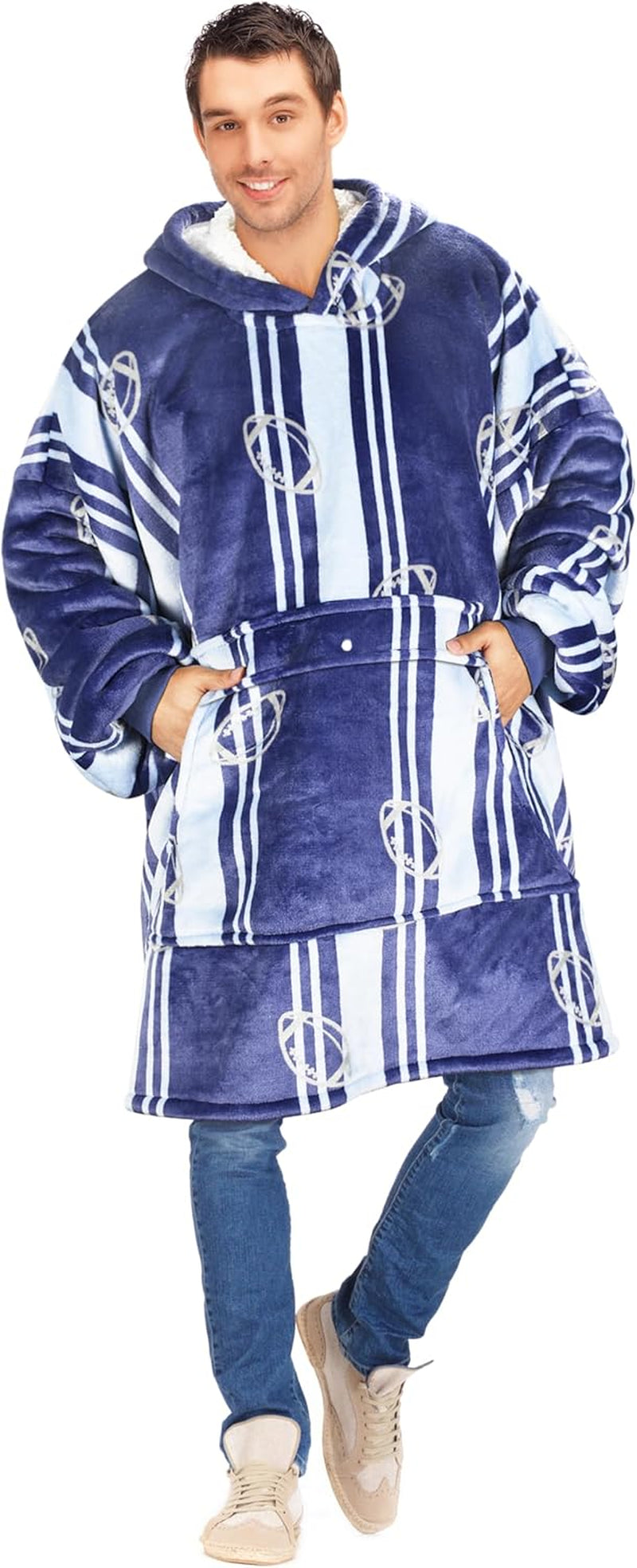 Cozy Up with Tirrinia Extra Long Oversized Sherpa Hoodie Blanket - Perfect Christmas Gift for Men, Women, and Teens in Grey!