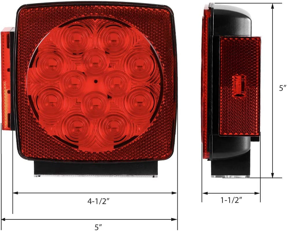 CZC AUTO 12V Waterproof Submersible LED Trailer Tail Light Kit for Boats and Utility Trailers Under 80 Inches