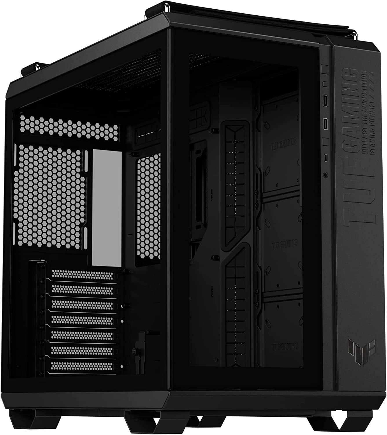 ASUS TUF Gaming GT501 Mid-Tower Gaming Case, EATX Support, Pre-Installed 4 Case Fans, USB 3.0 Front Panel, Smoked Tempered Glass, Steel Construction, 2 Year Warranty