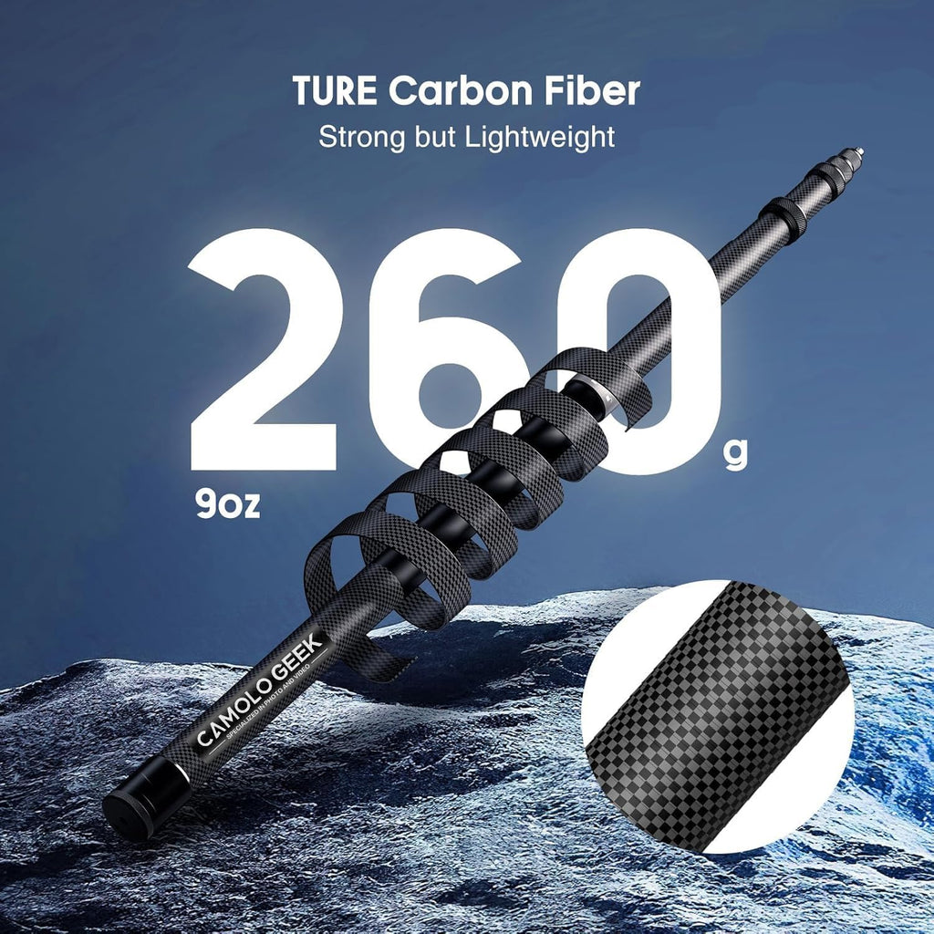 118"/3.0M Invisible Selfie Stick Carbon Fiber, 9.8Ft Extended Super Long Pole Compatible with Insta360 X5 X4 X3 ONE X2, ONE R, ONE X, ONE GO 3S 3 2 Action 360 Camera (17 to 118")
