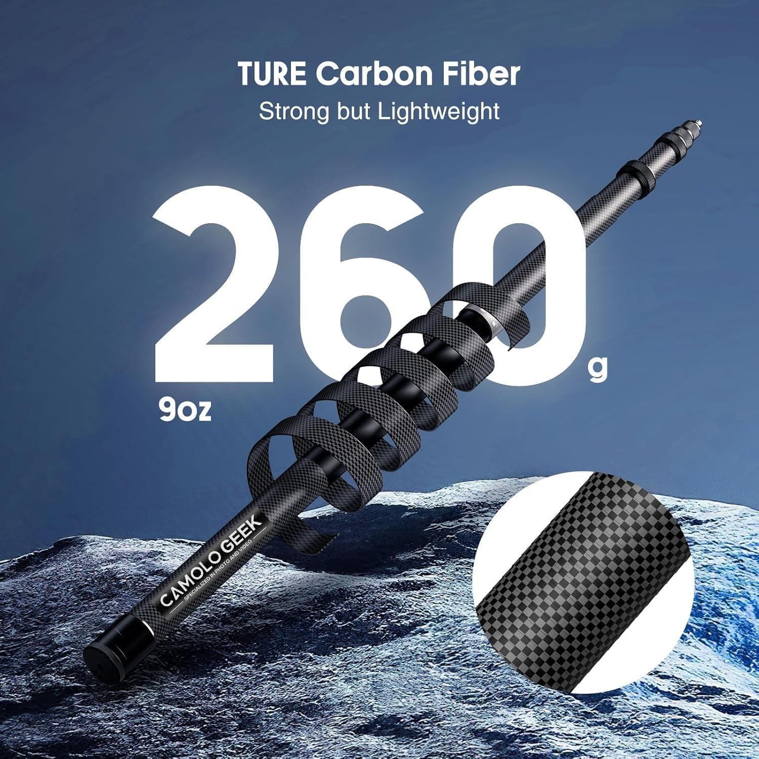 118"/3.0M Invisible Selfie Stick Carbon Fiber, 9.8Ft Extended Super Long Pole Compatible with Insta360 X5 X4 X3 ONE X2, ONE R, ONE X, ONE GO 3S 3 2 Action 360 Camera (17 to 118")