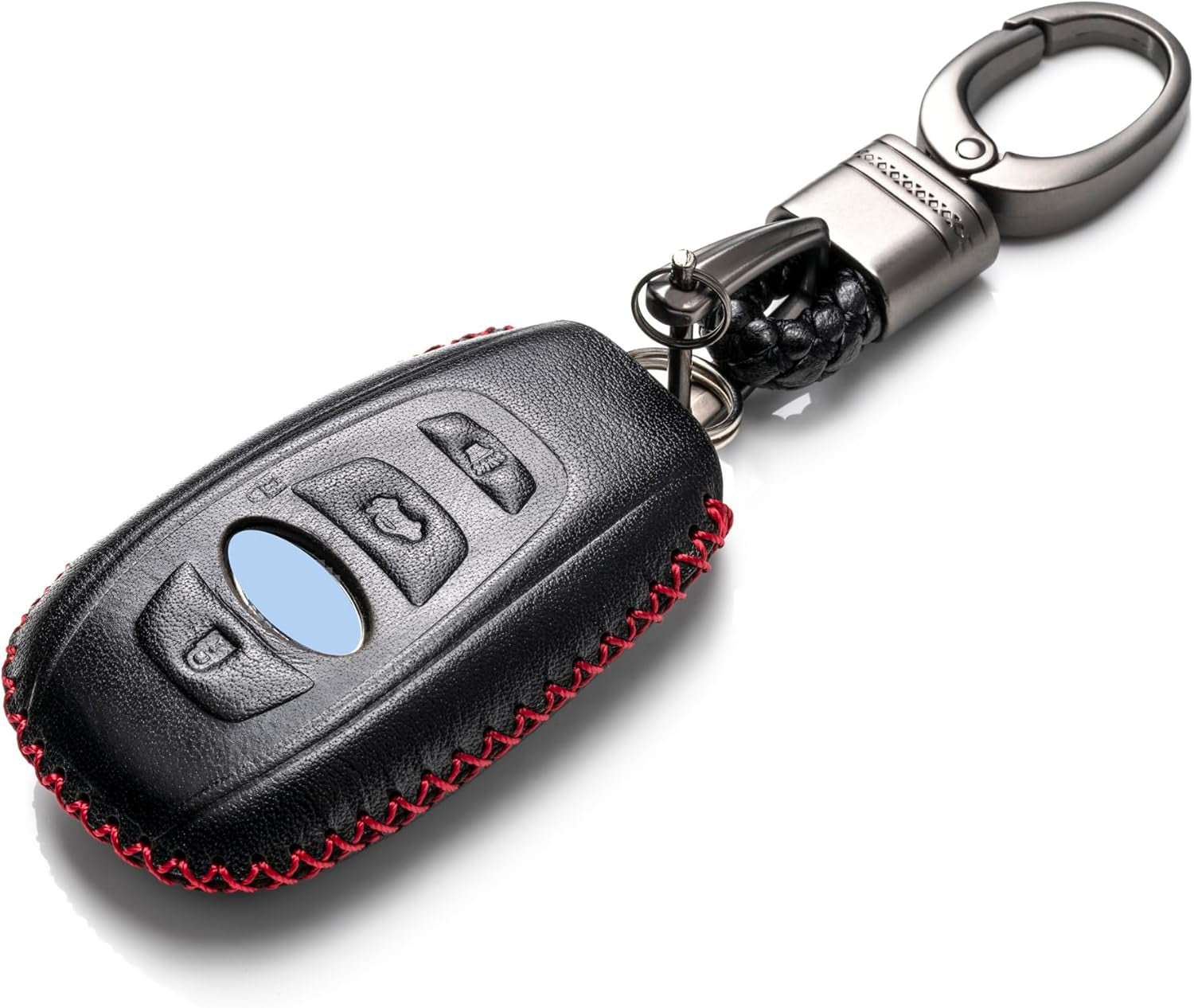 Premium Vitodeco Leather Smart Key Fob Case Cover for Subaru Models (2014-2026) - Stylish Black/Red, 4 Buttons