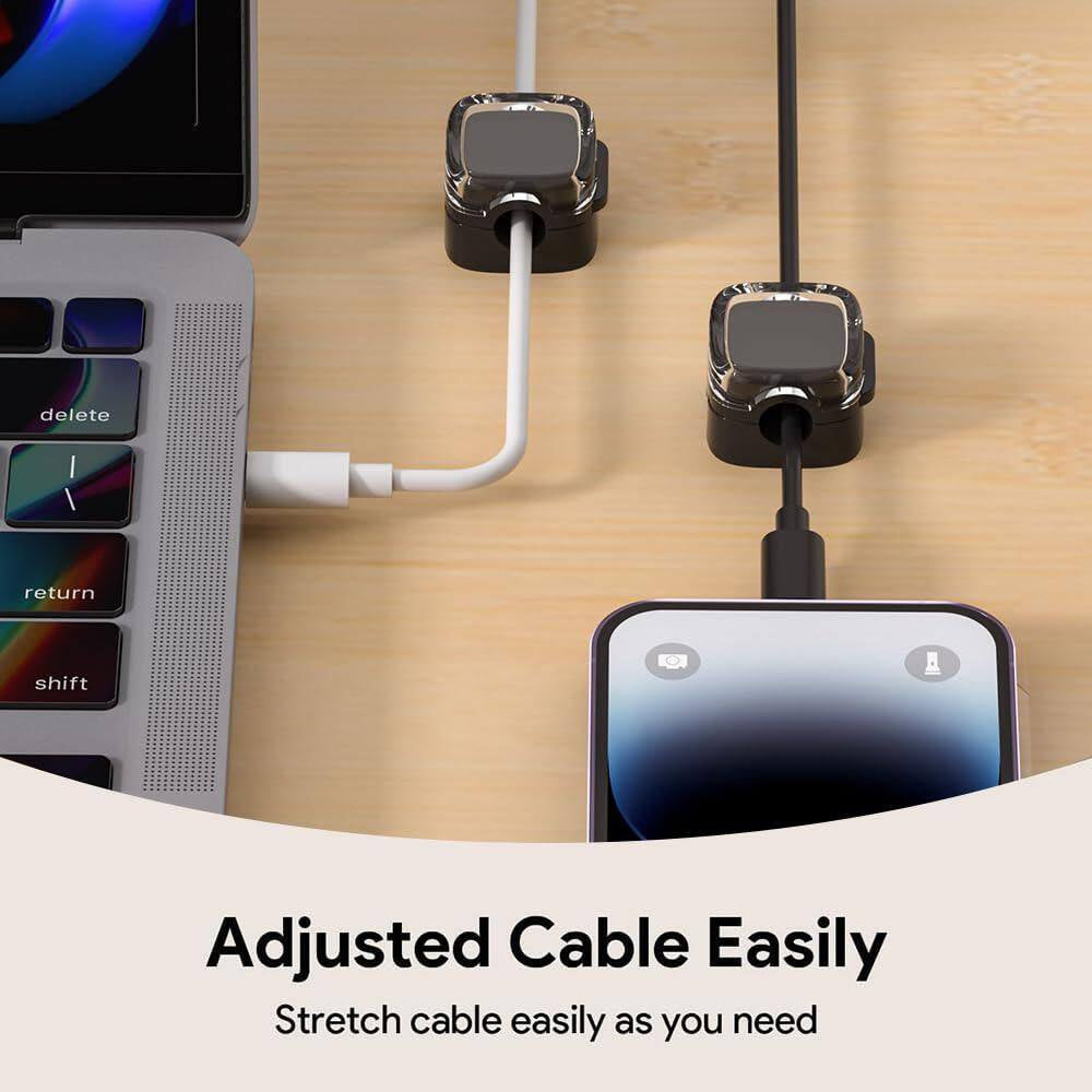 Black Crystal 9-Pack Magnetic Cable Clips, Adjustable Cord Holder for under Desk Cable Management for Home Office Desk