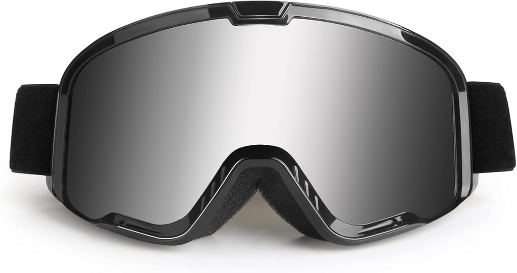 Premium UV400 Motocross Goggles for Adults - Anti-Scratch, Dustproof Silver MX Goggles for ATV, Motorcycle, Dirtbike & Offroad Adventures