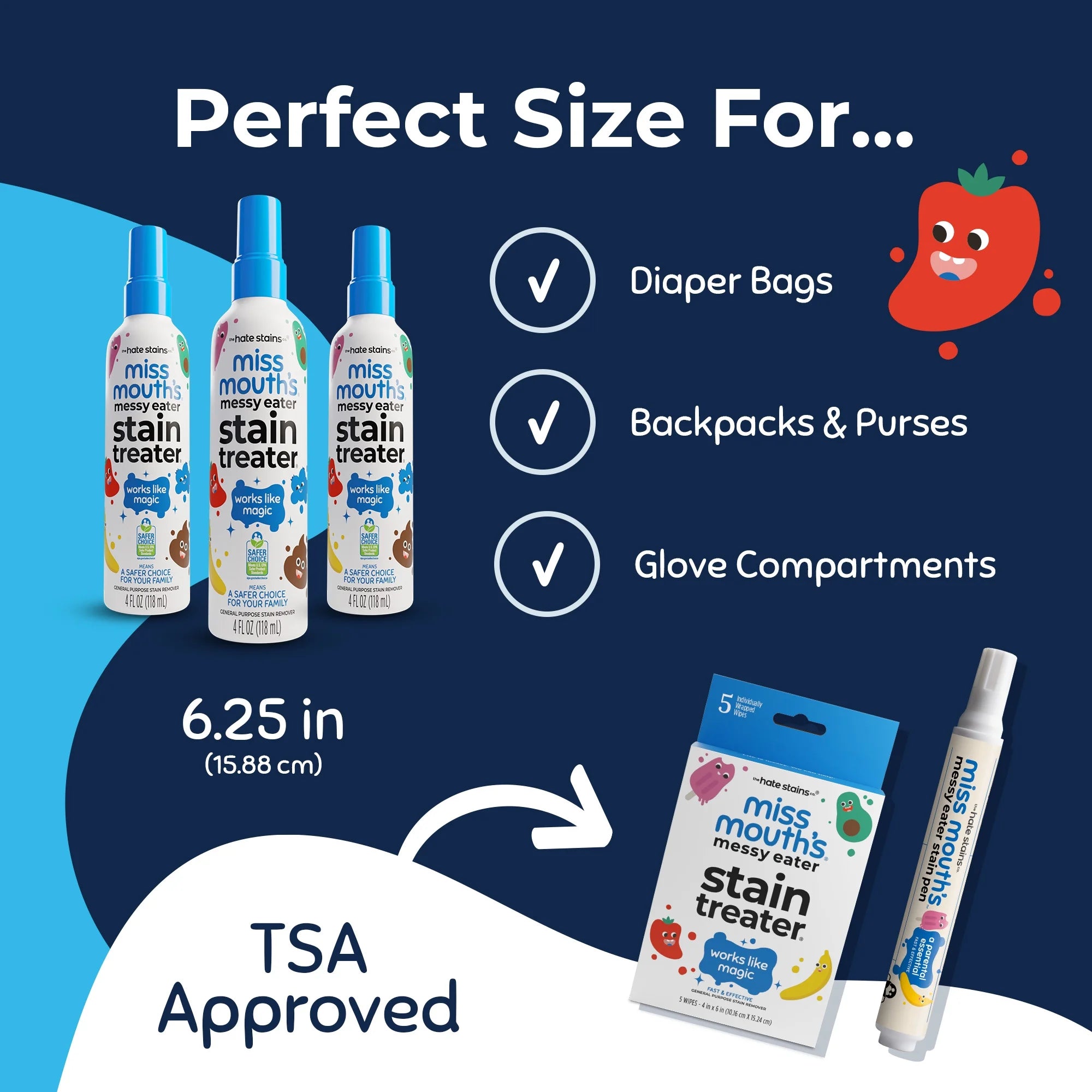 Miss Mouth'S Messy Eater Stain Treater Spray for Baby & Kids, 4 Fl Oz, Newborn & Baby Essentials, Stain Remover for Food, Grease, & More, Gentle on Laundry