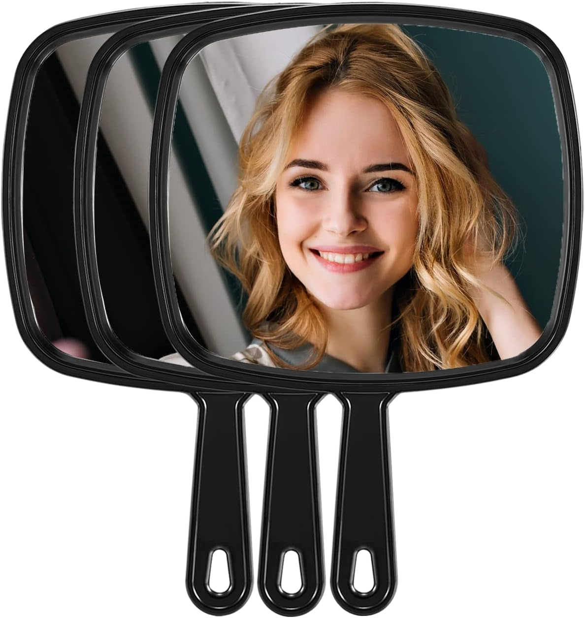 Extra Large Handheld Barber Mirrors - Set of 3 Professional Salon Mirrors with Comfortable Handle