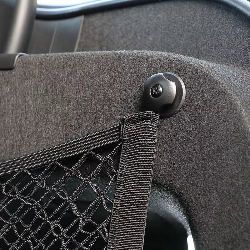Car Trunk Organizer with Storage Net, Clips, and Hooks - Interior Organizer and Tie Down Ring Fastener for Car Accessories