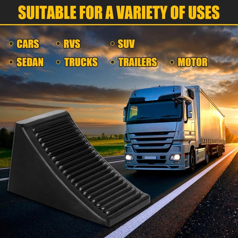4-Pack Heavy-Duty Solid Rubber Wheel Chocks for Trailers and RVs