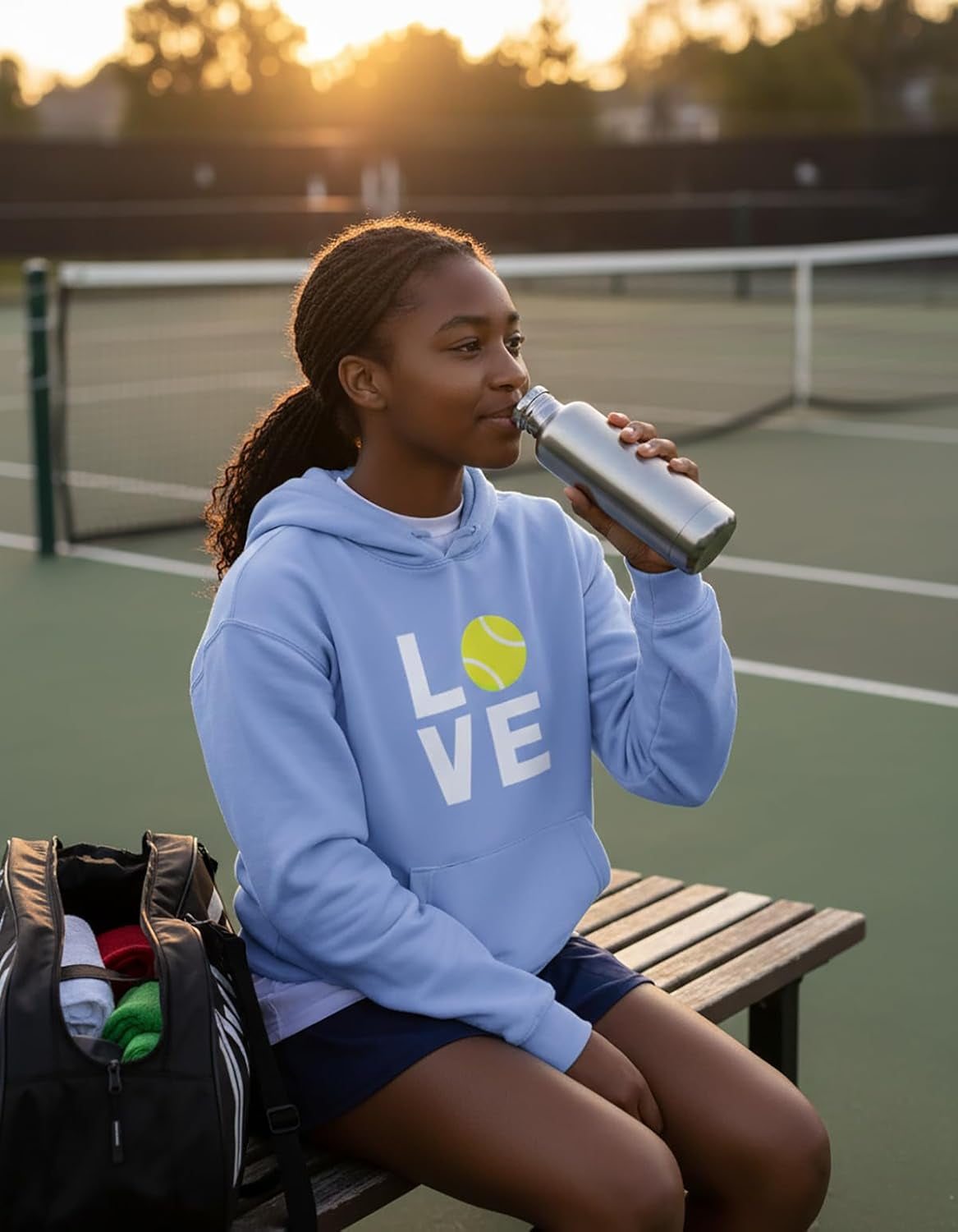 Tstars Love Tennis Hoodie - Perfect Gift for Players, Coaches & Fans | Sporty Hoodies for Women & Teen Girls