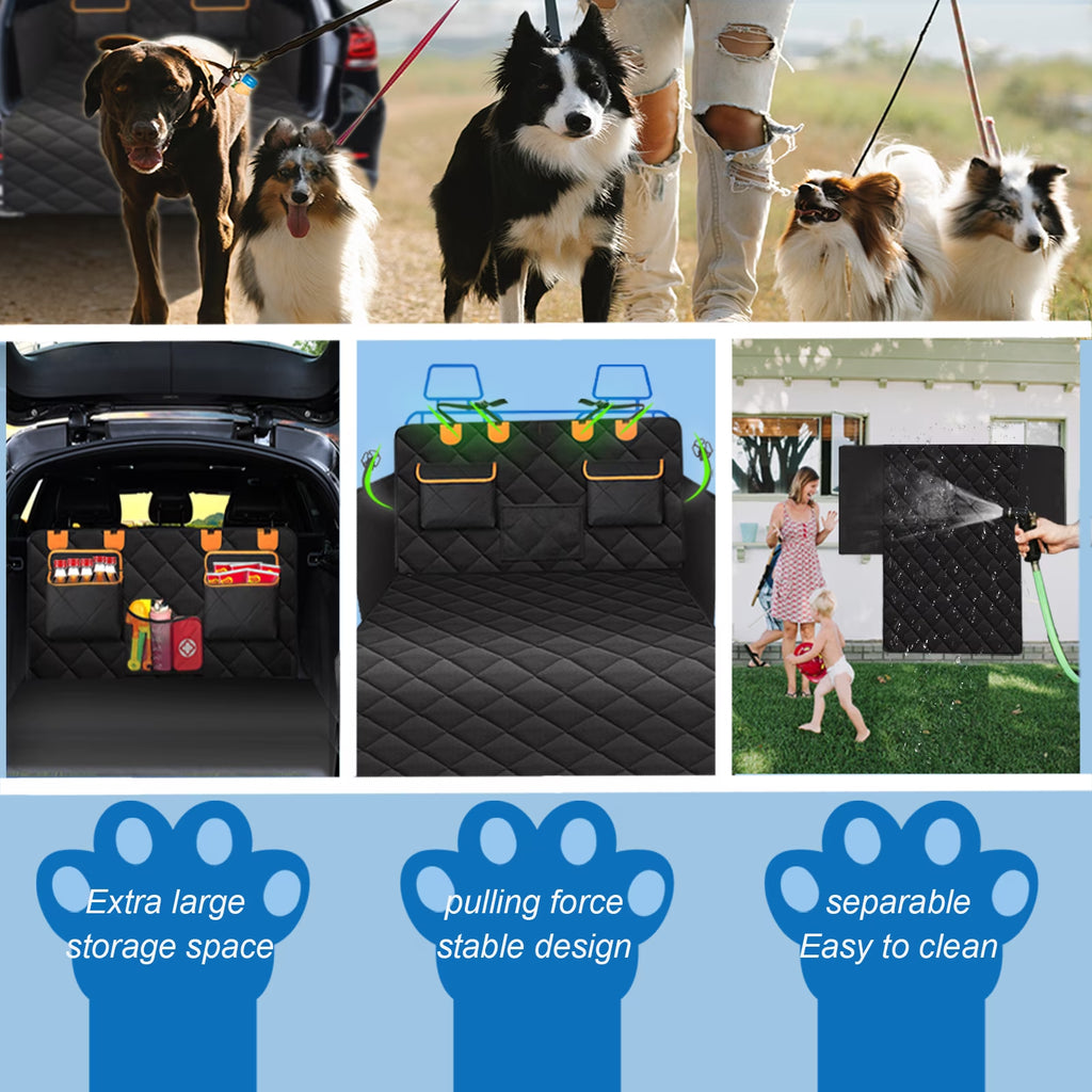 SUV Cargo Liner for Dogs, Non-Slip Water Resistant Pet Trunk Mat with Side Flaps Protector, Dog Backseat Cover for SUV Van (45" W X 76" L)