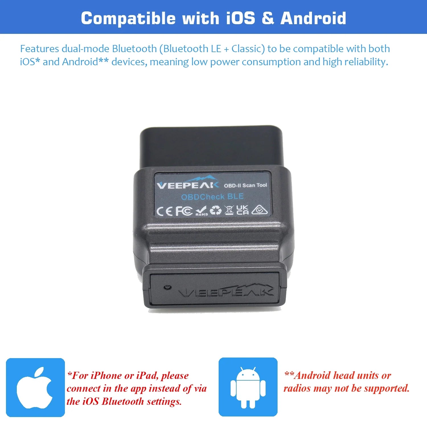 Veepeak Obdcheck BLE Bluetooth OBD2 Scanner, Car Engine Code Reader & Diagnostic Tool for Ios & Android