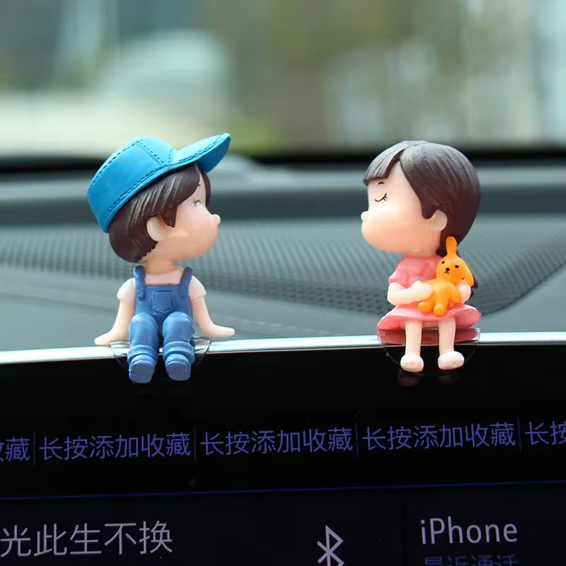 Car Accessories: Cartoon Couple Dolls for Cute Display and Balloon Decoration - Ideal Gifts for Men and Women