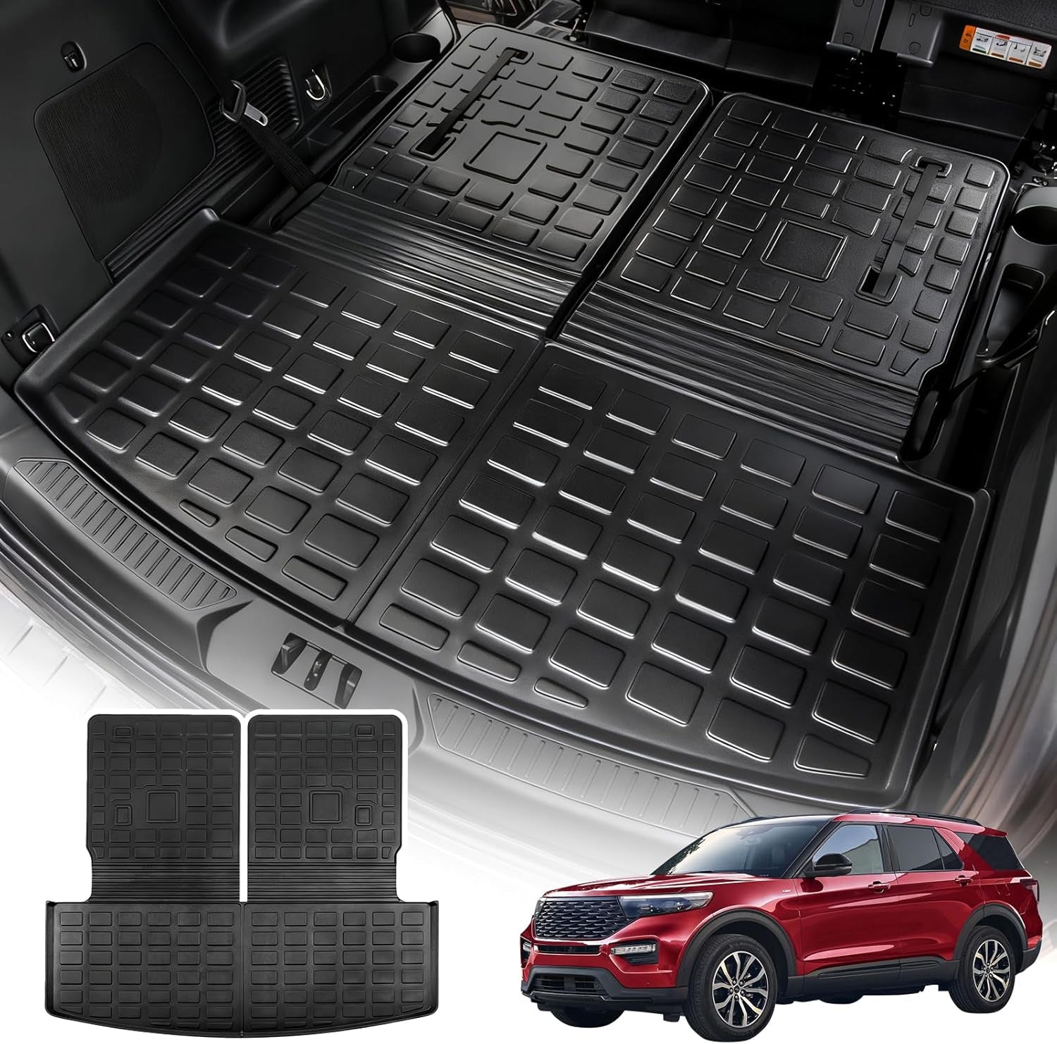 All-Weather Floor Mats & Cargo Liner for 2020-2026 Ford Explorer 6-Seater - Includes Upgraded Trunk Mat & Backrest Mat - Perfect 2025 Explorer Accessories