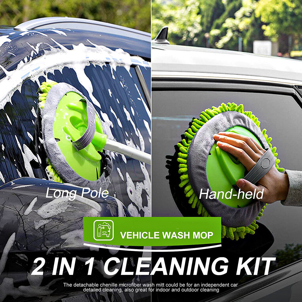 63-Inch Telescoping Microfiber Wash Brush and Mop Kit for Cars, RVs, and Trucks