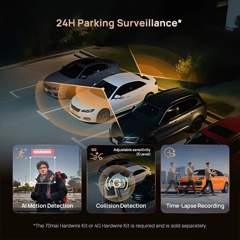 70Mai Dash Cam 4K A810S HDR IMX678 Supercapacitor 4G LTE Remote Control Wi-Fi 6 Voice Control GPS ADAS Car Camera 70Mai A810S