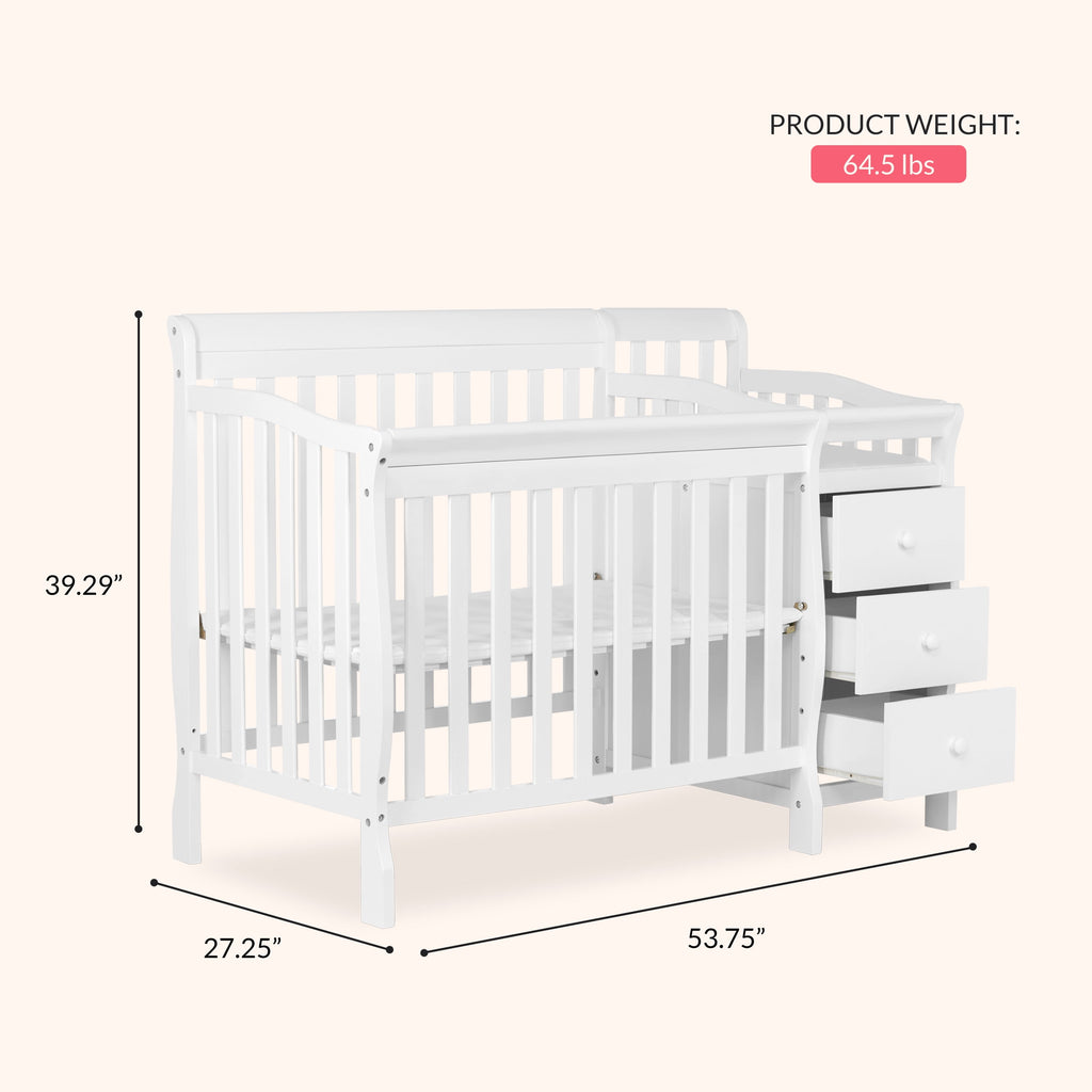 Dream on Me Jayden 4-In-1 Mini Convertible Crib and Changer, White