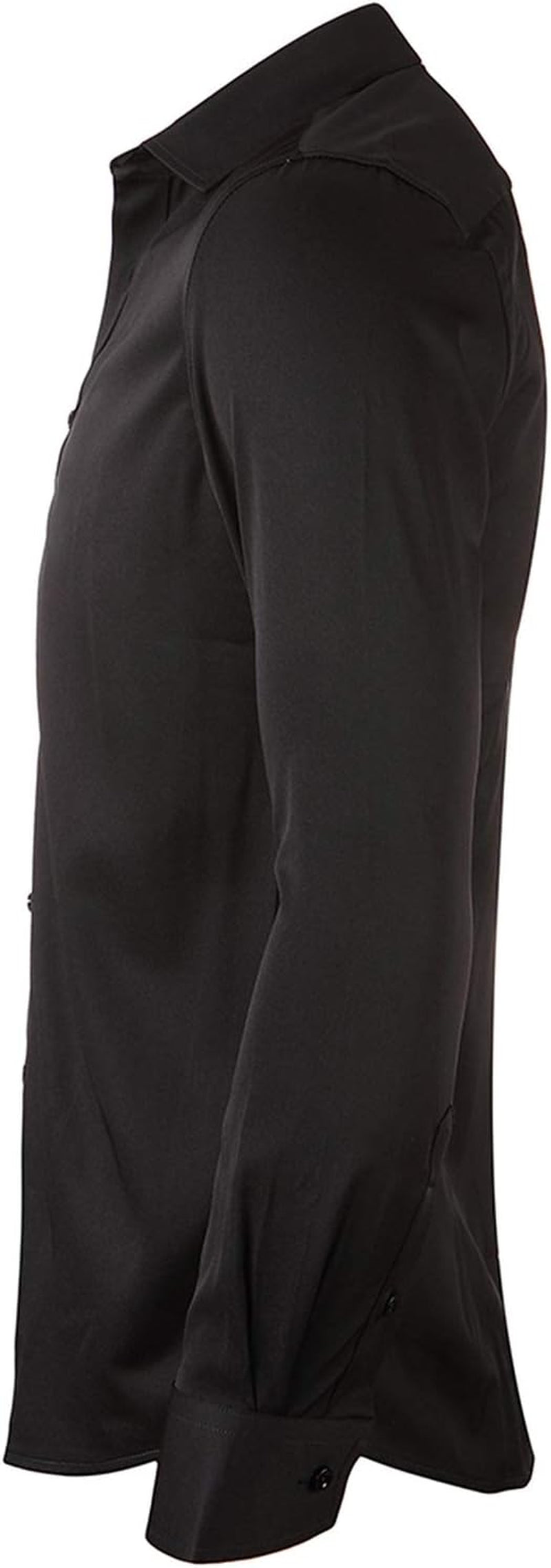 FLY HAWK Mens Fiber Casual Button up Slim Fit Collared Formal Shirts, Black Button down Shirt