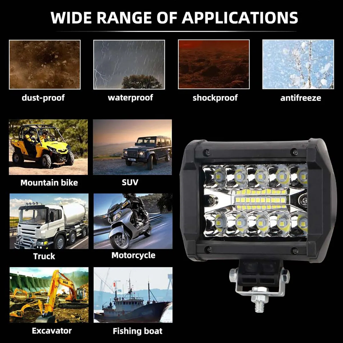 1PCS 12V Offroad Spot Flood Combo Work Light LED Light Bar Superbright 6000K for Car SUV 4X4 Boat ATV Barra LED Headlights