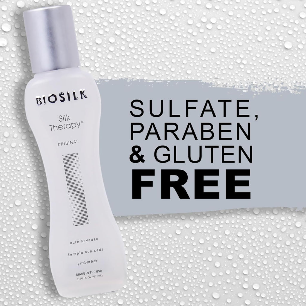Biosilk Silk Therapy Leave-In Treatment - Reconstructs, Adds Shine, Smooths & Prevents Split Ends - Sulfate-Free, Paraben-Free, Cruelty-Free - 2.26 Oz