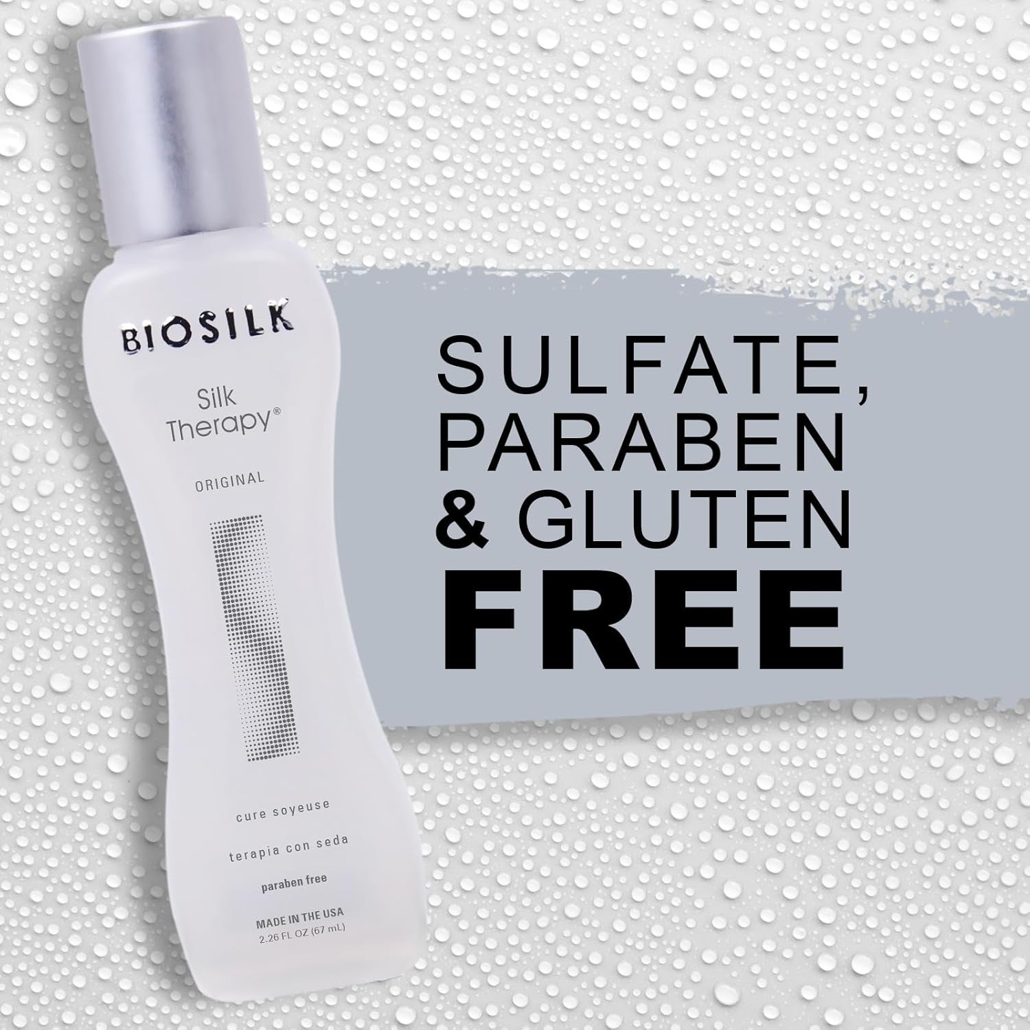 Biosilk Silk Therapy Leave-In Treatment - Reconstructs, Adds Shine, Smooths & Prevents Split Ends - Sulfate-Free, Paraben-Free, Cruelty-Free - 2.26 Oz