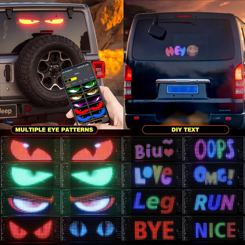 2-Pack Devil Eyes LED Car Display, App-Controlled 7x3 Inch Flexible Programmable Lights