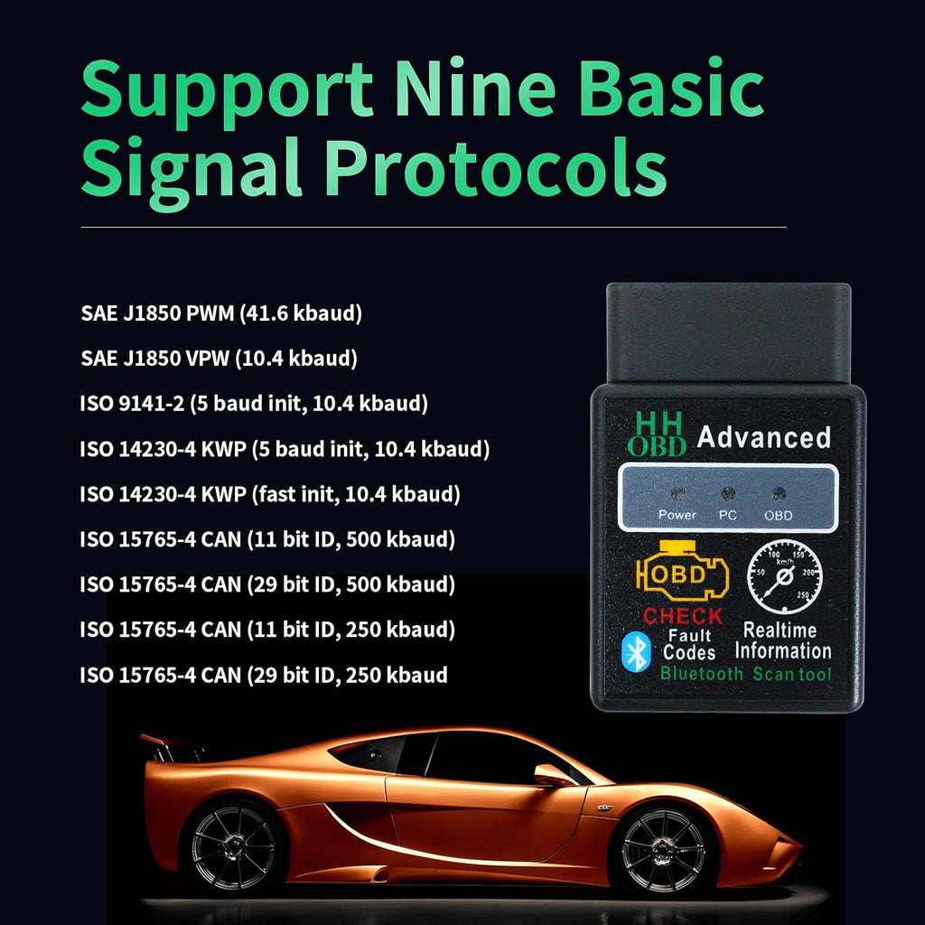 OBD2 Bluetooth Wireless Diagnostic Code Reader OBD II Scan Tool Reset & Clear Check Car Engine Light,Bluetooth Scanner Read, Compatible with Ios& Android & Windows