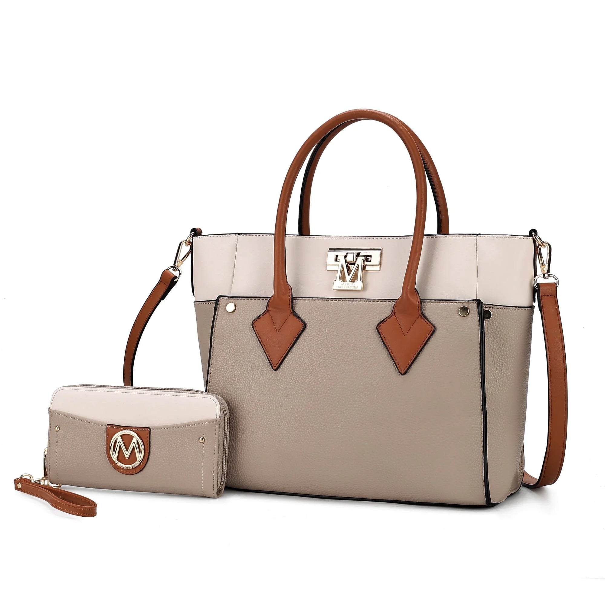 MKF Collection Brynlee Women'S Tote Bag & Wristlet Wallet, Crossbody Purse Handbag 2 Pcs by Mia K - Navy