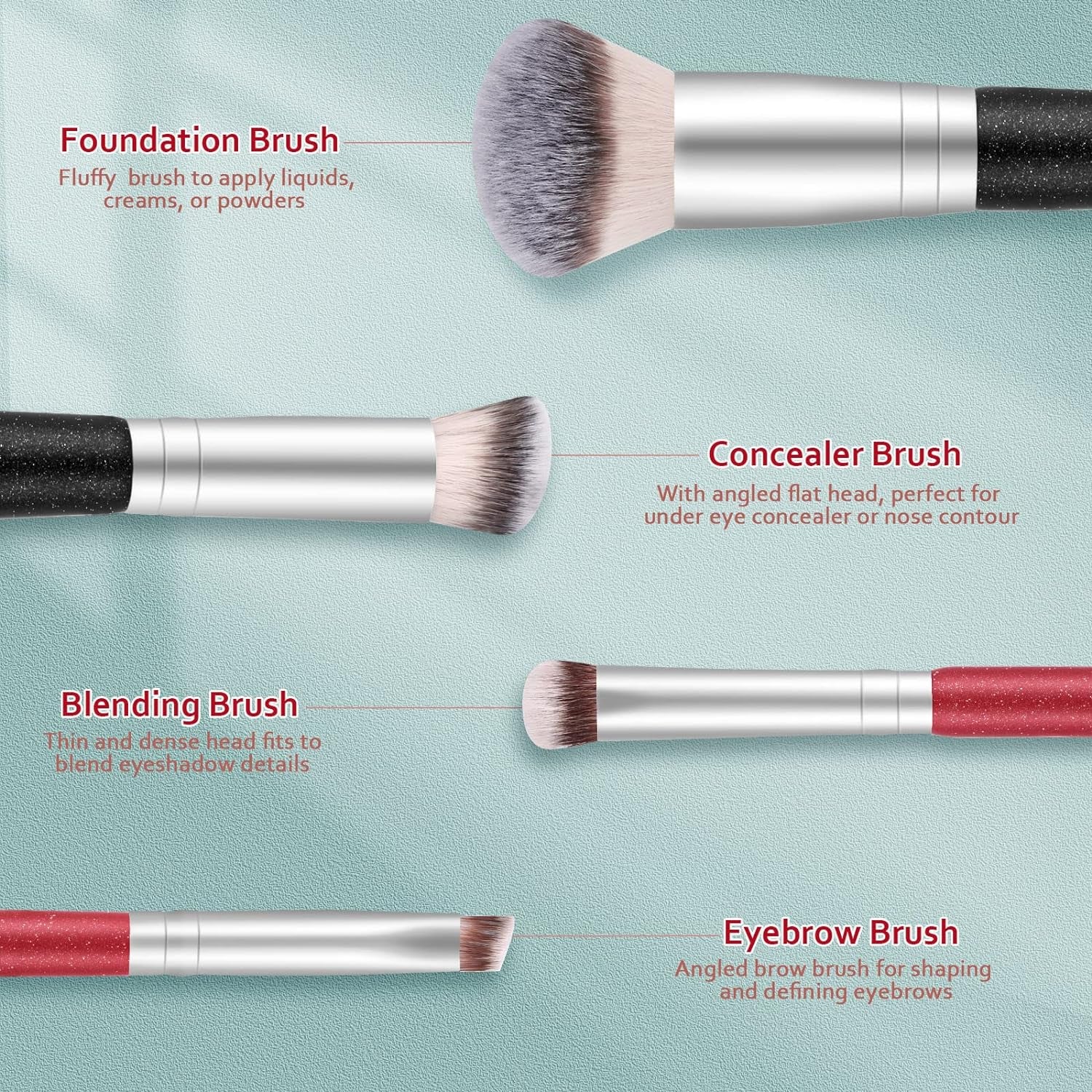 Makeup Brushes Dual-Ended Foundation Brush - START MAKERS 2-In-1 Concealer Brush Face Eyebrow Eyeshadow Brush for Liquid, Powder, Buffing, Blending, Contouring Foundation Make up Brushes(2Pcs)
