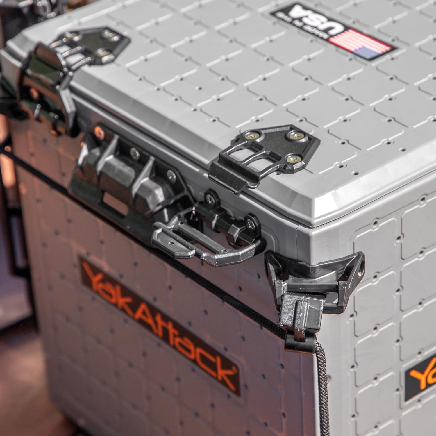 Yakattack Blackpak Pro Fishing Crate - 13" x 13" with 3 Rod Holders, Battleship Grey | Ultimate Kayak Gear Organizer & Tackle Storage Solution, Lightweight & Durable