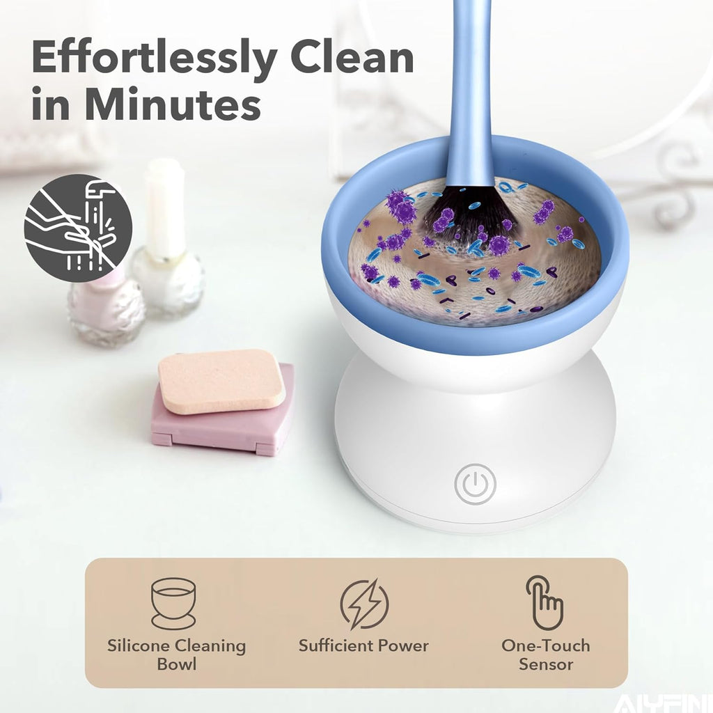 Alyfini Electric Makeup Brush Cleaner - Professional Kabuki & Foundation Brush Cleaning Tool, Perfect Gift for Women & Stocking Stuffers!