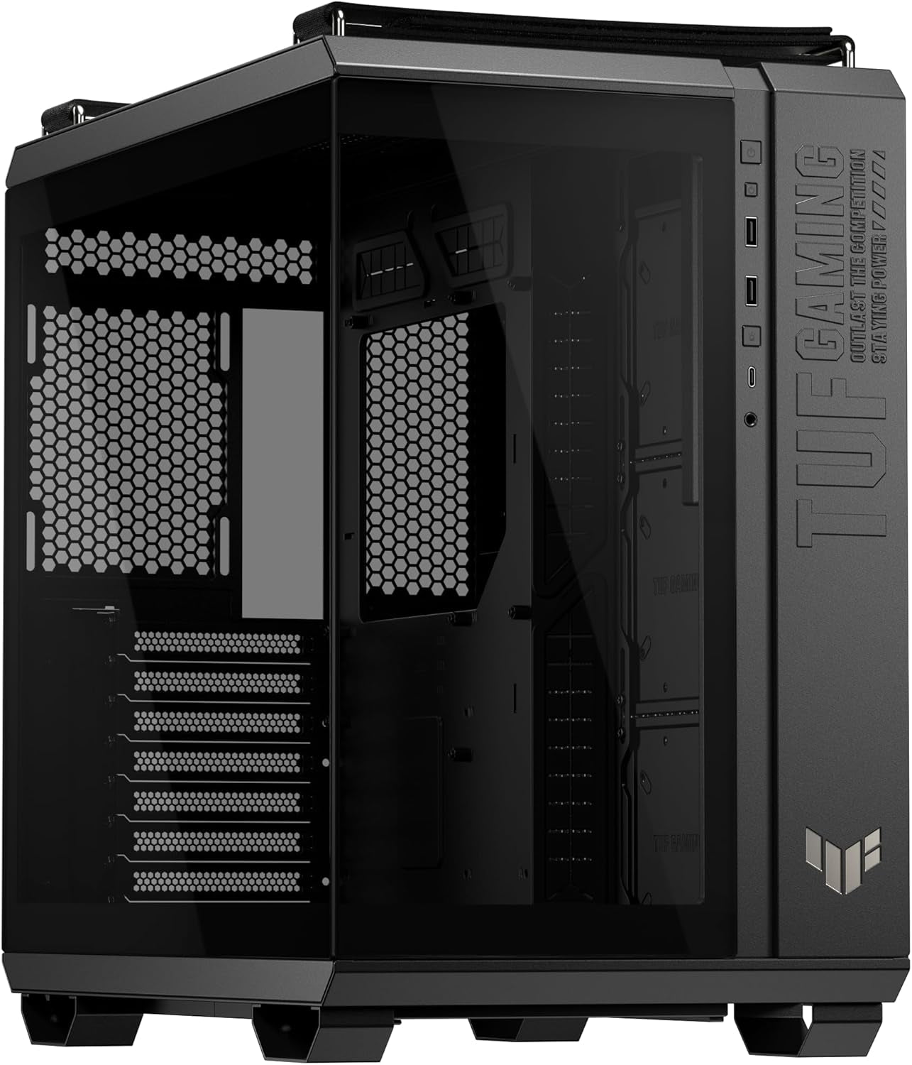 ASUS TUF Gaming GT501 Mid-Tower Gaming Case, EATX Support, Pre-Installed 4 Case Fans, USB 3.0 Front Panel, Smoked Tempered Glass, Steel Construction, 2 Year Warranty