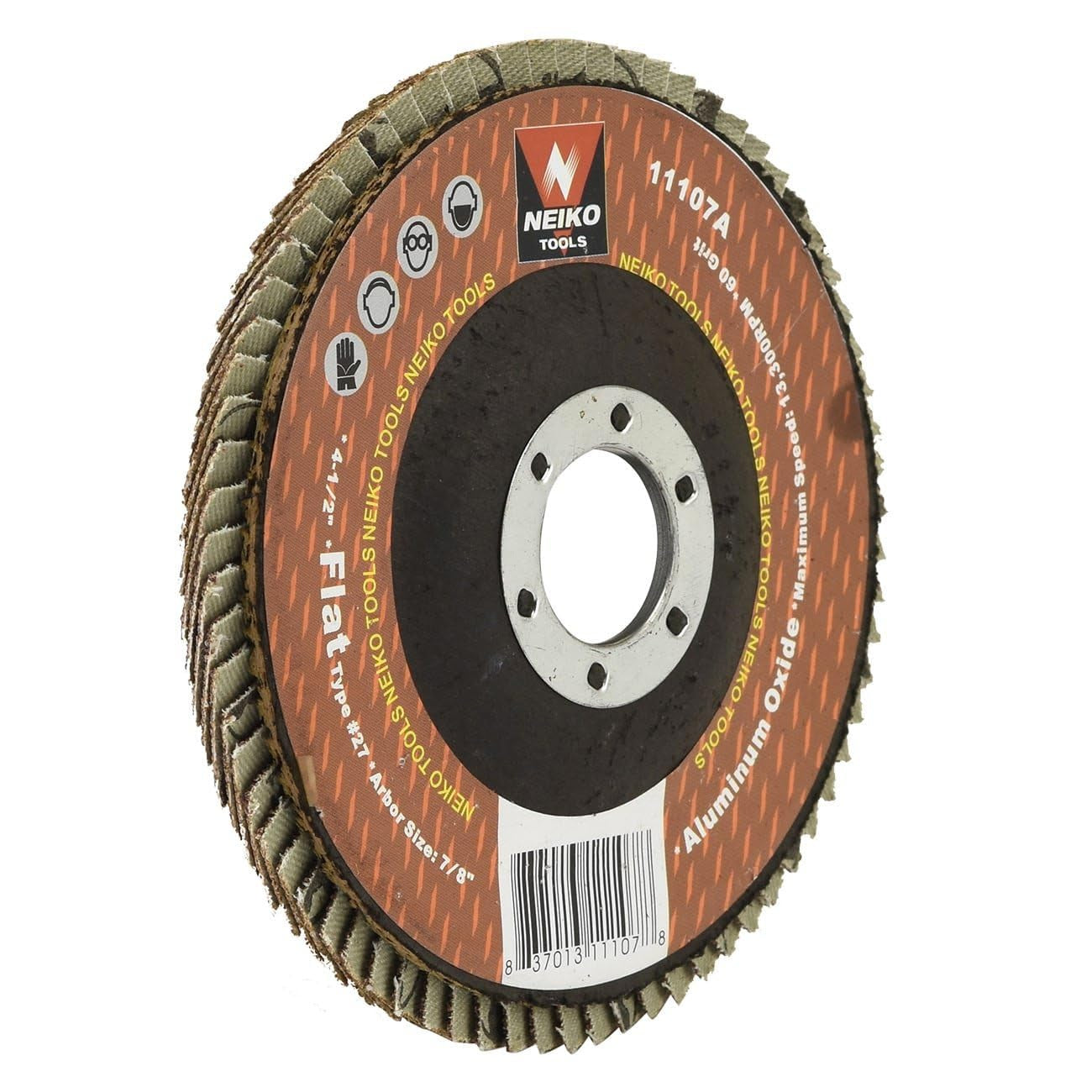 NEIKO 11107A 10-Pack 4-1/2" Aluminum Oxide Flap Discs - 60 Grit Grinding Wheels for Angle Grinders, Perfect for Wood & Metal Sanding