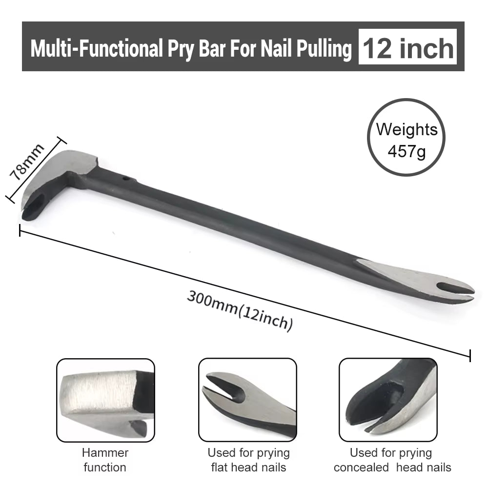 3-In-1 Nail Puller Set: Versatile Pry Bars for Nail Removal, Furniture, Automotive, and Mechanical Disassembly Tasks