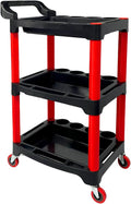 Auto Detailing Cart with Wheels, 3 Tier Rolling Detail Cart, Car Wash Organizer for Detailers Garage, Workshop, Repair Shop, Storage Tool