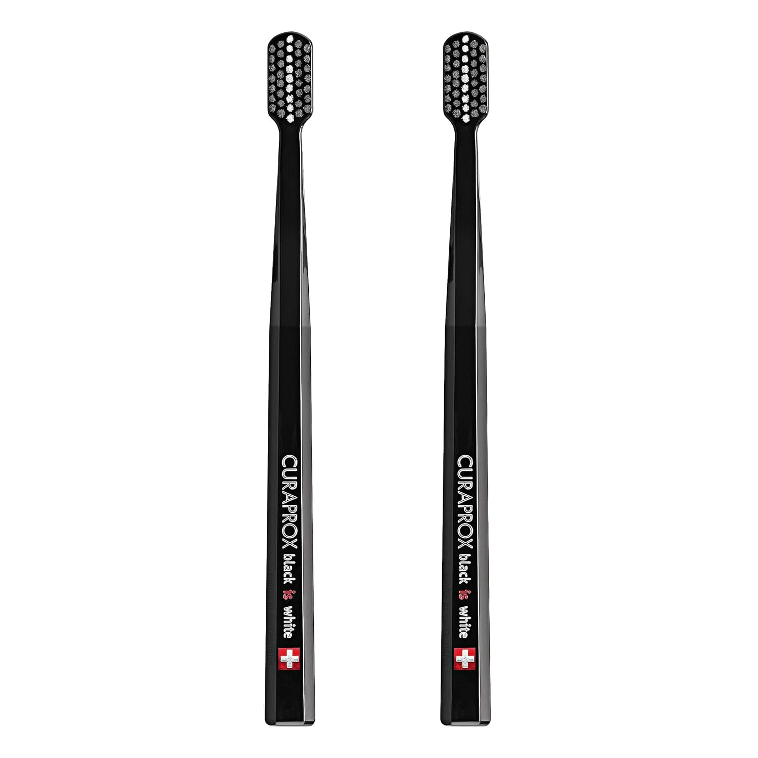 Curaprox Toothbrush Duo – for Adults | Stylish Black Toothbrushes with Ultra-Soft Filaments | Whitening-Friendly | Black | 2-Pack