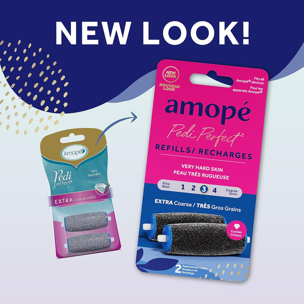 Amopé Pedi Perfect Electric Callus Remover Roller Head Refills with Diamond Crystals - Extra Coarse for Tough Skin (2 Count)