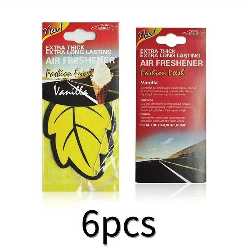 Natural Scented Tea Paper Car Air Freshener - Vanilla Perfume Hanging Leaf Shape Interior Accessory (3-60 Pieces)