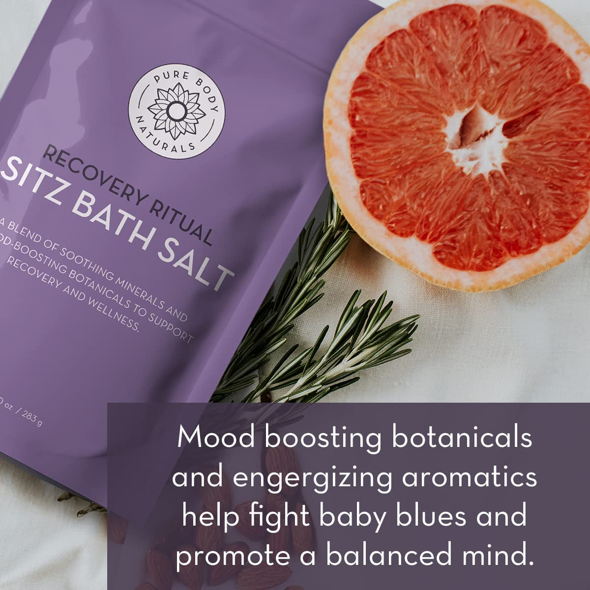 Pure Body Naturals Sitz Bath Salt – Essential Postpartum & Hemorrhoid Relief Soak – 10 Oz Natural Self-Care Solution